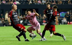One into two: Lionel Messi (centre) in action for Inter Miami 