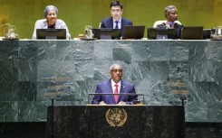 Ethiopia's Deputy Prime Minister Demeke Mekonnen addresses the 78th United Nations General Assembly