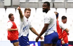 Namibia captain Johan Deysel (L) is suspended after his red card for a headbutt that broke France captain Antoine Dupont's cheekbone