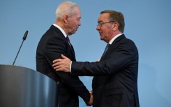 German Defence Minister Boris Pistorius (R) and Israeli Defence Minister Yoav Gallant announced the  $3.5 billion deal