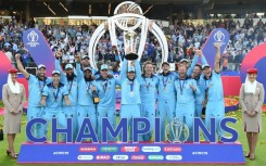 Champions: Captain Eoin Morgan lifts the World Cup trophy after England won the 2019 final against New Zealand