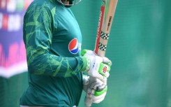 Net gain: Pakistan captain Babar Azam attends a practice session in Hyderabad 