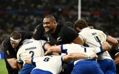 New Zealand loosehead prop Ofa Tu’ungafasi (centre) was part of a pack that dominated Italy at the set-piece and the breakdown