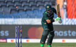 That's out: Pakistan's Mohammad Rizwan is clean bowled by Netherlands' Bas de Leede 