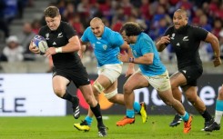 New Zealand full-back Beauden Barrett (left) scored two conversions in the 73-0 thrashing of Uruguay at the Rugby World Cup