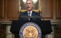Ousted speaker Kevin McCarthy addresses a press conference at the US Capitol in Washington on October 9, 2023