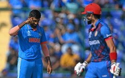 Not Marcus Rashford!: India's Jasprit Bumrah celebrates after taking the wicket of Afghanistan's Ibrahim Zadran 