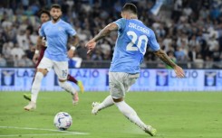 Lazio midfielder Mattia Zaccagni (R) has failed to recover from an ankle injury in time to play Italy's Euro 2024 qualifier against England at Wembley