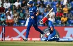 Chaos: Afghanistan's Rahmanullah Gurbaz reacts after being run out 