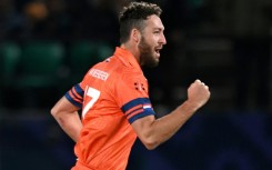 From Uber Eats to World Cup: Netherlands' Paul van Meekeren celebrates after taking the wicket of South Africa's Marco Jansen in Dharamsala