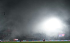 Fog stops play: Action is halted due to the poor weather in the World Cup game between India and New Zealand in Dharamsala
