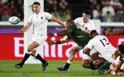 South Africa hooker Bongi Mbonambi (C) waits to learn if he is cited over making an alleged racial slur aimed at England flanker Tom Curry (2nd R)