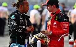 British driver Lewis Hamilton, left, of Mercedes and Ferrari's Monegasque driver Charles Leclerc were both disqualified from the US Grand Prix after their cars failed a post-race inspection