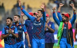 Afghanistan's players celebrate their victory over Pakistan