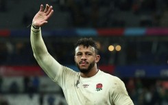 Courtney Lawes waves to the England supporters after his side were beaten by South Africa in the Rugby World Cup semi-final