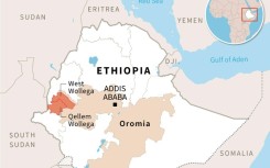 Map of Ethiopia locating the areas of West Wollega and Qellem Wollega in the region of Oromia