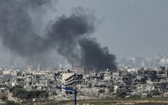 This picture taken from the Israeli side of the border with the Gaza Strip, shows Israeli bombardment of the northern Gaza Strip 