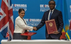 The UK home secretary at the time Priti Patel signed the deal with Rwanda's Foreign Minister Vincent Biruta in April 2022