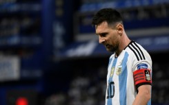 Argentina's forward Lionel Messi gestures during the 2026 FIFA World Cup South American qualification football match between Argentina and Uruguay at La Bombonera stadium in Buenos Aires on November 16, 2023