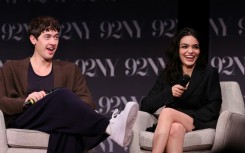 Tom Blyth and Rachel Zegler attend a New York event for their new film 'The Hunger Games: The Ballad of Songbirds & Snakes,' on November 16, 2023 