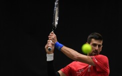 Serbia's Novak Djokovic takes part in a training session ahead of the clash with Great Britain in the Davis Cup in Malaga