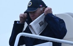 US President Joe Biden disembarks Air Force One at Joint Base Andrews near Washington after spending the Thanksgiving holiday in Nantucket, Massachusetts