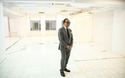 Veteran Hong Kong politician Alan Leong stands in the now-empty Civic Party headquarters, once the city's second largest opposition party