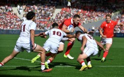 Wales wing George North (C)