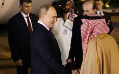 Russia's President Vladimir Putin is welcomed upon arrival in Riyadh