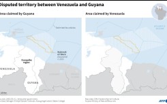 Map locating the Essequibo territory, disputed between Venezuela and Guyana