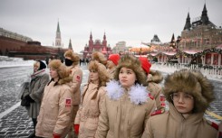 Russian Patriotic Youth movement  cadets visit Red Square in Moscow. Russia's population has been falling for decades