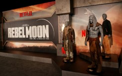 Costumes from the movie are on display at the world premiere of 'Rebel Moon'