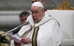 Pope Francis presides over the Christmas Eve mass at  St. Peter's Basilica in the Vatican on December 24, 2023