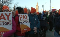 One picket line was outside St Thomas' Hospital, opposite the UK parliament