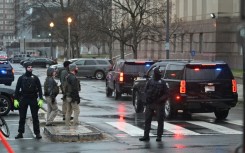 The motorcade with former US president Donald Trump arrives at federal court for a hearing regarding the extent of his presidential immunity