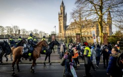 Dutch police dispersed a demonstration in favour of the Palestinians outside the court