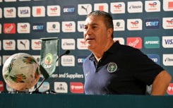 Nigeria coach Jose Peseiro speaking to press in Abidjan on Saturday