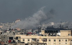 Smoke billows after an Israeli strike in Rafah in the southern Gaza Strip