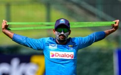 Sri Lanka's Chamika Karunaratne attends a practice session at the Pallekele International Cricket Stadium in Kandy on February 8