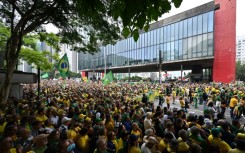 Former Brazilian president Jair Bolsonaro's supporters rally in Sao Paulo in November 2023 for those arrested over the January 8, 2023 attacks on the capital