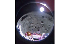 Intuitive Machines posted a picture taken 35 seconds after its lander fell over, revealing the pockmarked regolith of the Malapert A impact crater