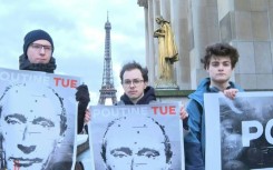 Protesters in Paris rallied for Navalny on Thursday