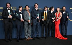 'Oppenheimer,' Christopher Nolan's epic drama about the father of the atomic bomb, took the SAG Award for best cast as well as those for best actor for Cillian Murphy (2nd from L), and best supporting actor for Robert Downey Jr. (3rd from L) 