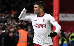 Manchester United's Casemiro celebrates scoring at Nottingham Forest