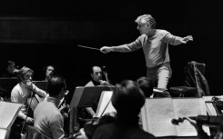 US conductor and composer Leonard Bernstein -- seen here in 1971 rehearsing with the Orchestre de Paris -- is the subject of 'Maestro'