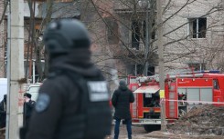 Russian police had cordoned off an apartment block in Saint Petersburg after a reported drone hit