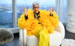 Iris Apfel sits for a portrait during her 100th birthday party at Central Park Tower in September 2021 in New York