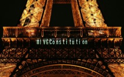 The Eiffel Tower lit up in honour of the change