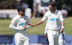 New Zealand batsman Kane Williamson (L) and seamer Tim Southee (R) are due to play their 100th Test on Friday against Australia in Christchurch