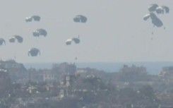 Humanitarian aid parachuted into the Gaza Strip 